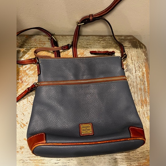 Dooney & Bourke Pebbled Leather Blue and Chestnut Crossbody and Wallet Set - Picture 7 of 12